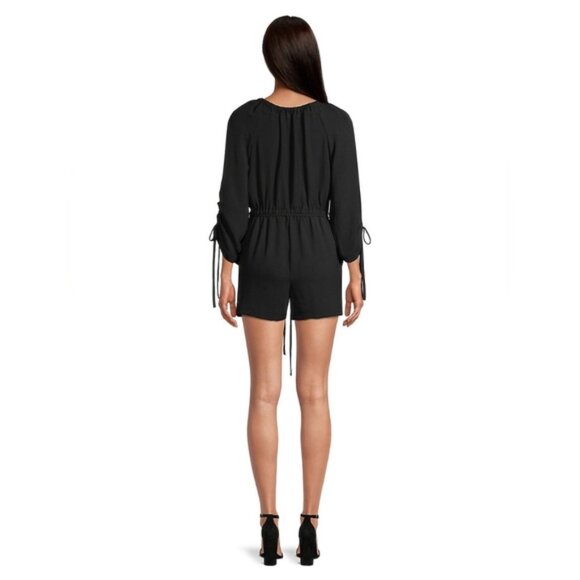 Calvin Klein Drawstring Tie Playsuit Dressy Romper Shorts 3/4 Sleeves Party - Picture 3 of 16